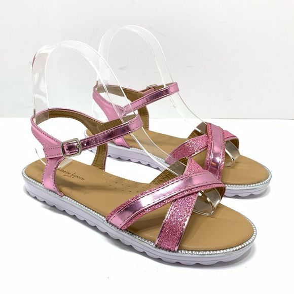 Nanette Lepore Girls Rose Pink Open Toe Straps White Sole Sandals Size US 3 - Picture 2 of 7